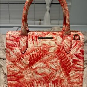 Brahmin Melbourne Small Flamingo Caroline crocodile-embossed leather satchel